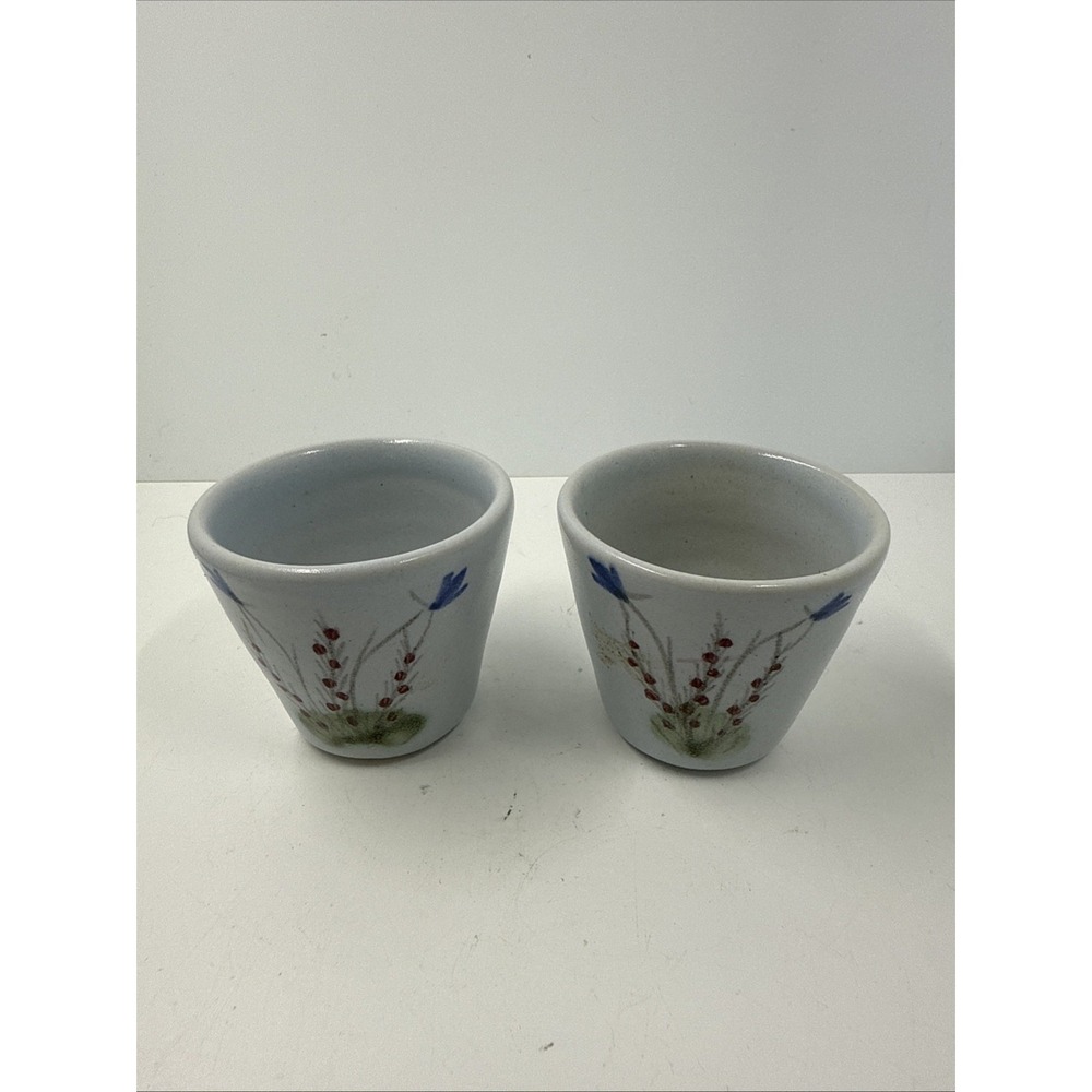 Buchan Pottery Portobello Scotland Thistle‎ 2" Shot Glass Cup Set Of 2